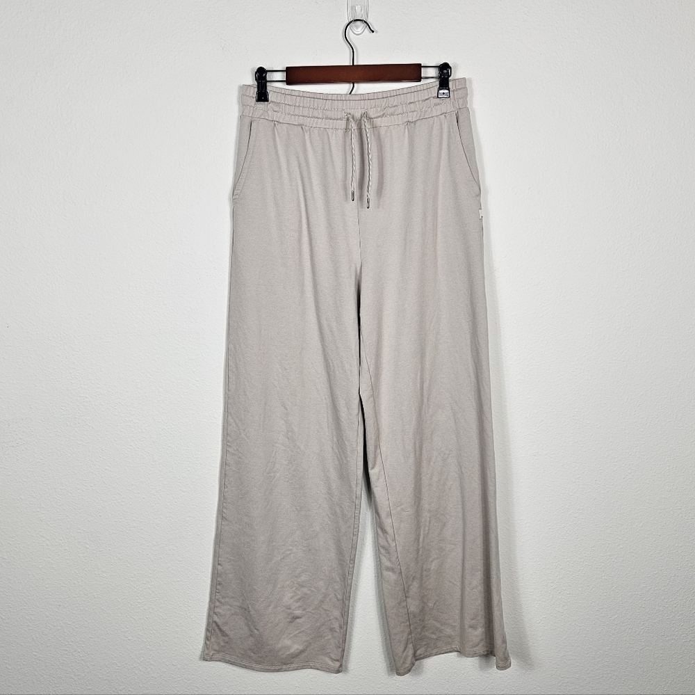 Vuori Wide Leg Drawstring Pants in Light Beige